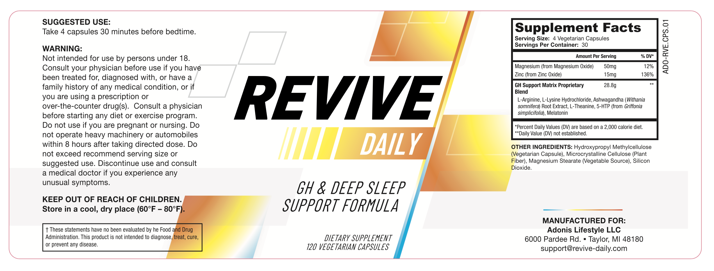 Revive Daily Supplement Facts